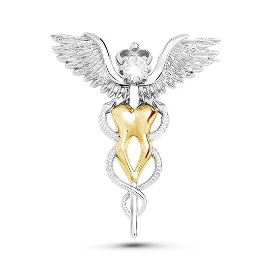 Pin Caduceo Medicina Dental Plateado