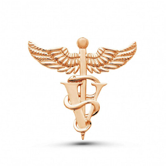 Pin Caduceo Medicina Veterinaria Dorado