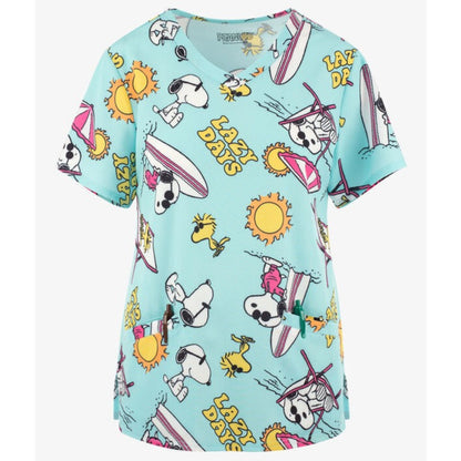 Top Clínico Snoopy Woodstock Lazy Days Peanuts Mujer