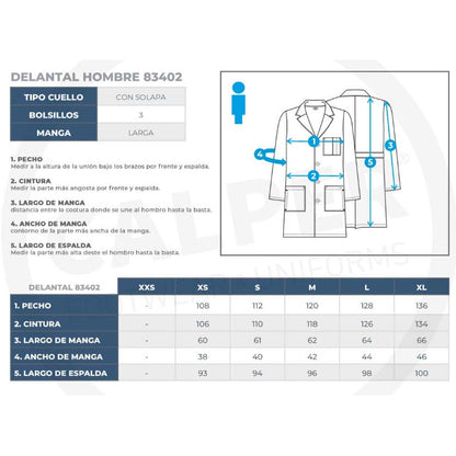 Delantal Médico Blanco Dickies 83402 Hombre EDS Professional