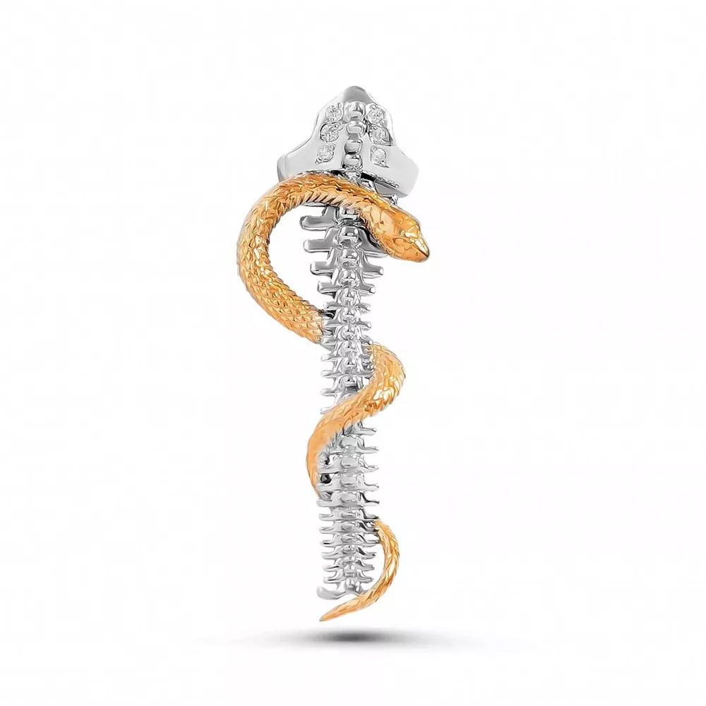 Pin Médico Columna Vertebral con Serpiente Dorada