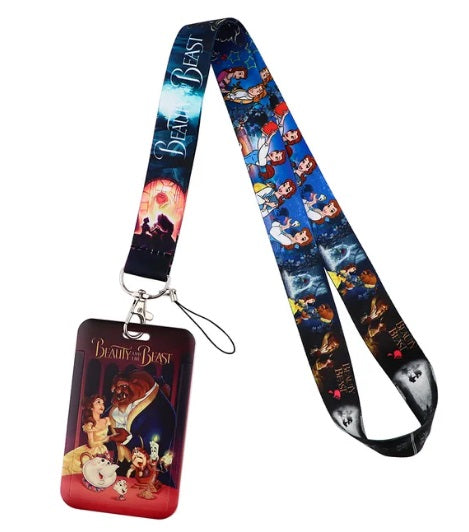 Portacredencial + Lanyard Disney La Bella y La Bestia