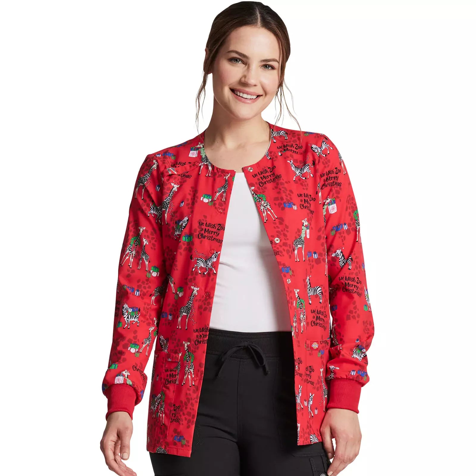 Chaqueta Clínica Navidad Mujer Zoo Christmas Dickies