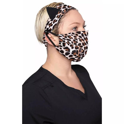 Set Mascarilla + Cintillo Animal Print Con Salvaorejas